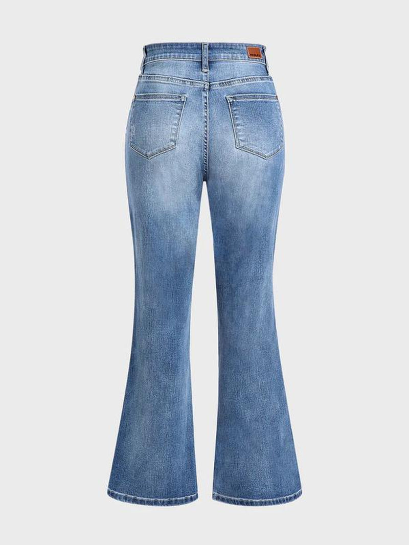 Ultimate Tummy Control Bootcut Flare Jeans - Mid Waist Denim with Flared Legs for Comfort and Style