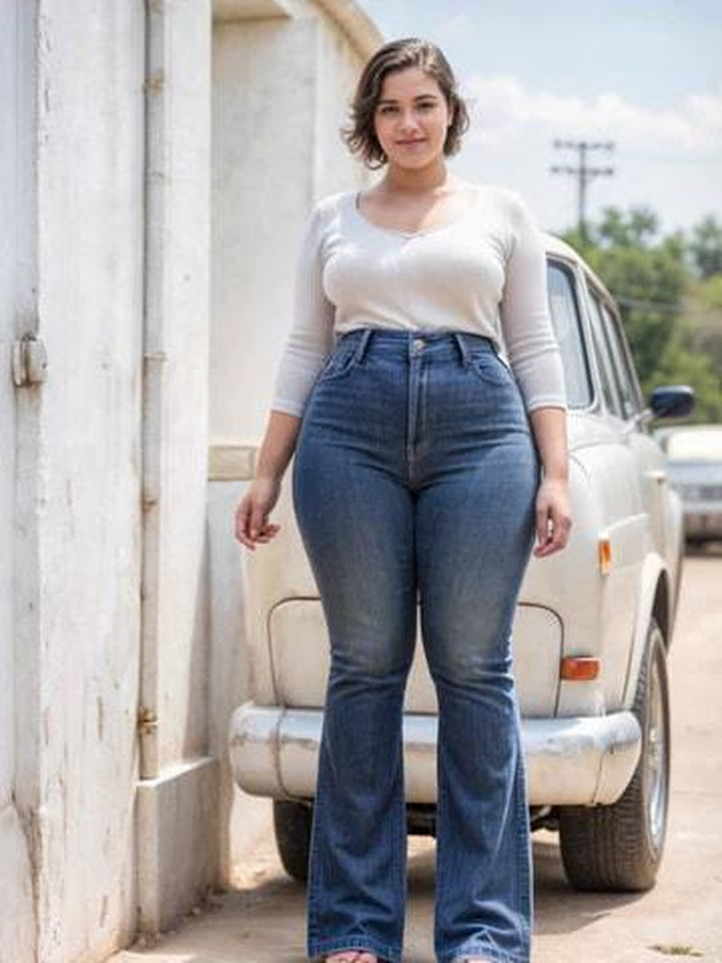 Ultimate Tummy Control Bootcut Flare Jeans - Mid Waist Denim with Flared Legs for Comfort and Style