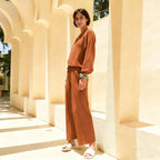 Womens Fall Winter Casual Solid Knitted 2 Piece Sets Long Sleeve Hoodie